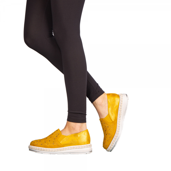 Γυναικεία casual παπούτσια  Celya κίτρινα, 3 - Kalapod.gr